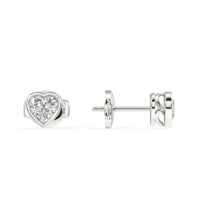 Classic Manhattan Heart Diamond Bezel Studs