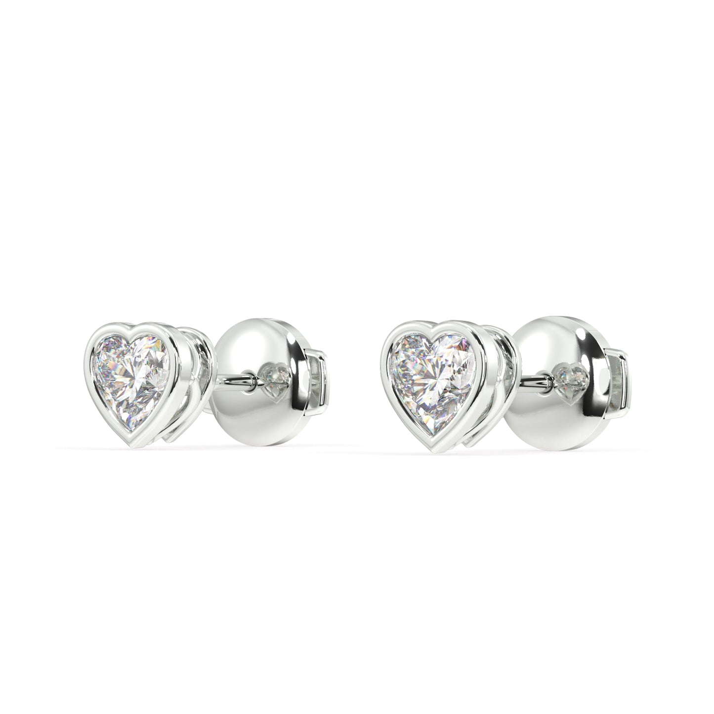 Classic Manhattan Heart Diamond Bezel Studs