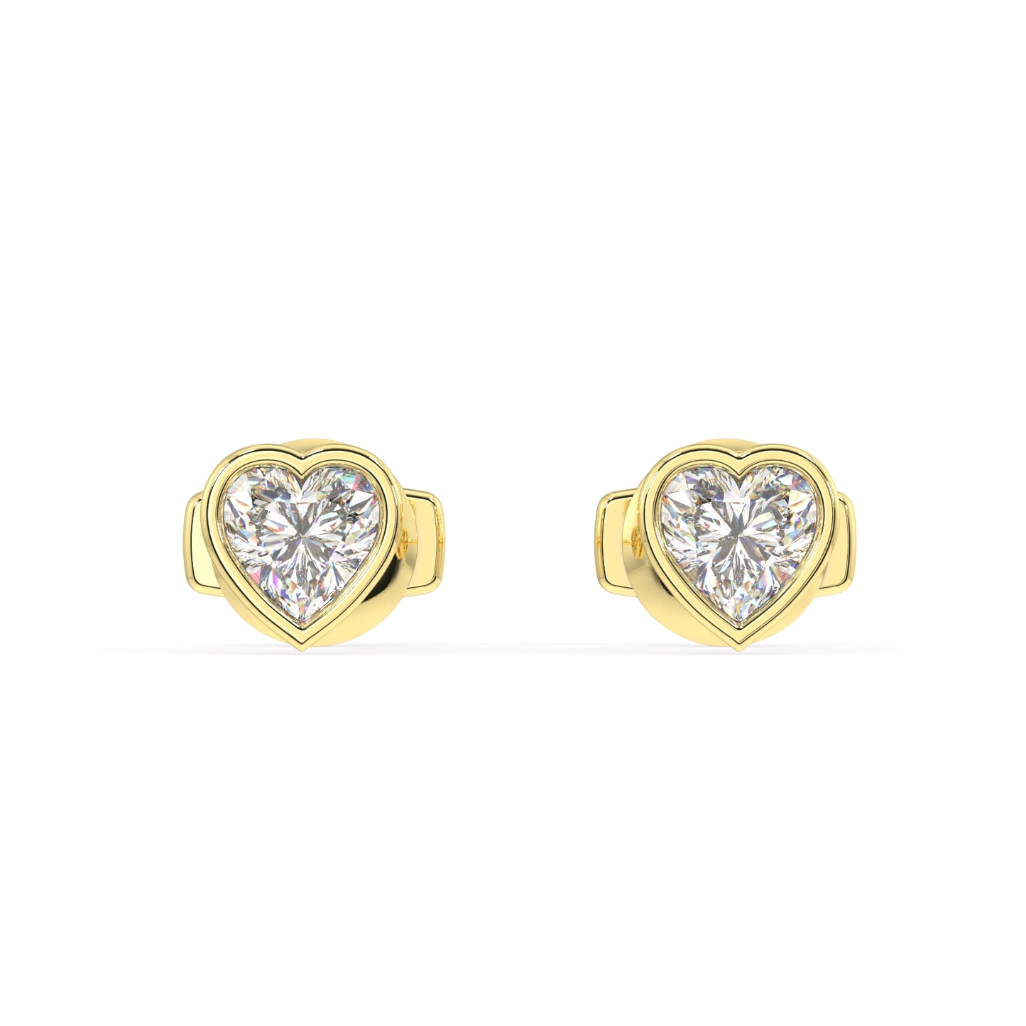 Classic Manhattan Heart Diamond Bezel Studs