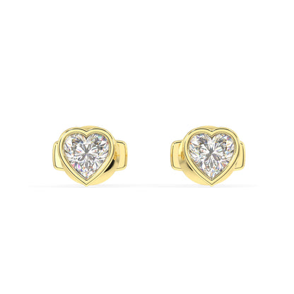 Classic Manhattan Heart Diamond Bezel Studs