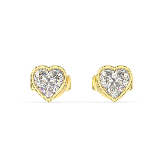 Classic Manhattan Heart Diamond Bezel Studs