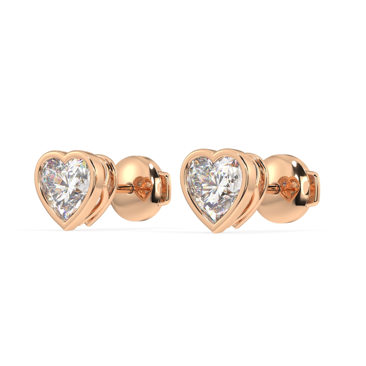 Classic Manhattan Heart Diamond Bezel Studs