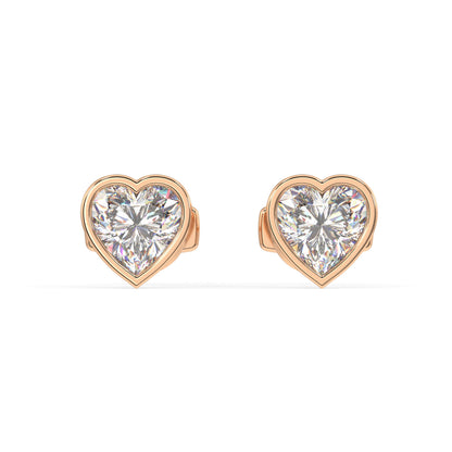 Classic Manhattan Heart Diamond Bezel Studs