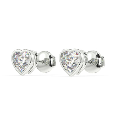 Classic Manhattan Heart Diamond Bezel Studs