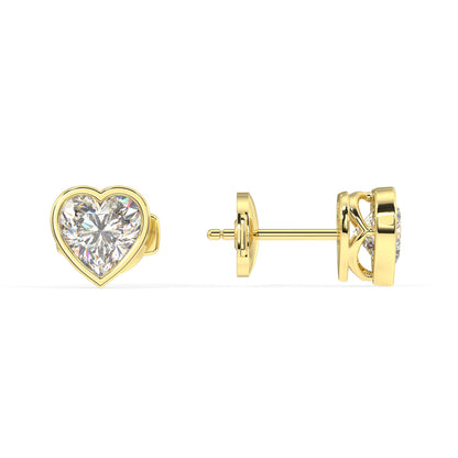 Classic Manhattan Heart Diamond Bezel Studs