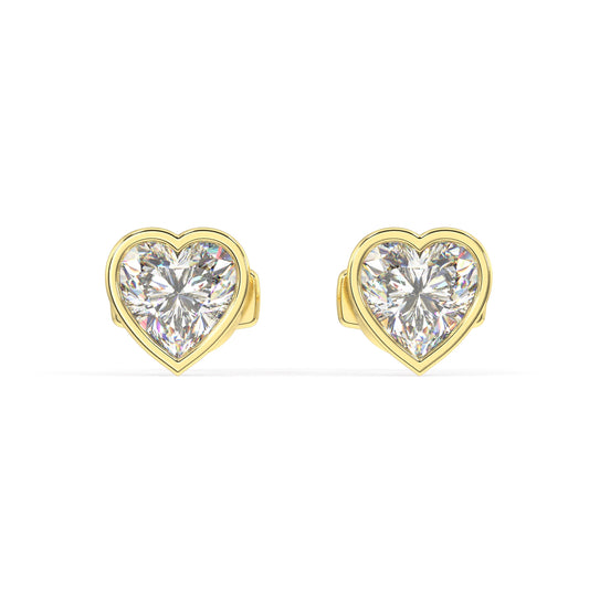 Classic Manhattan Heart Diamond Bezel Studs