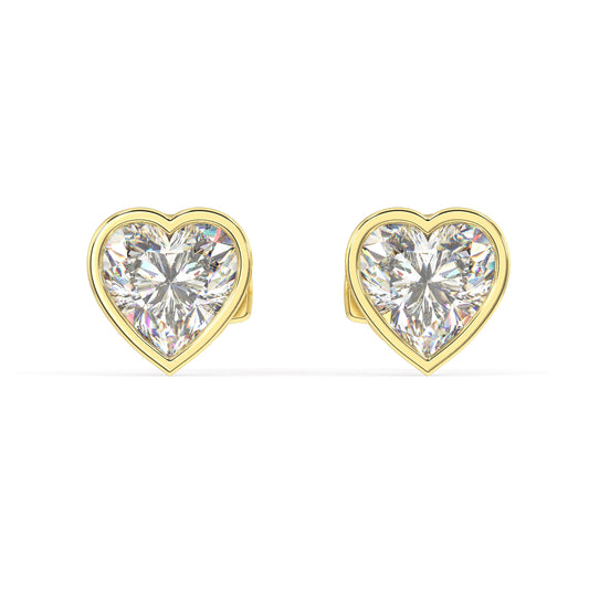 Classic Manhattan Heart Diamond Bezel Studs