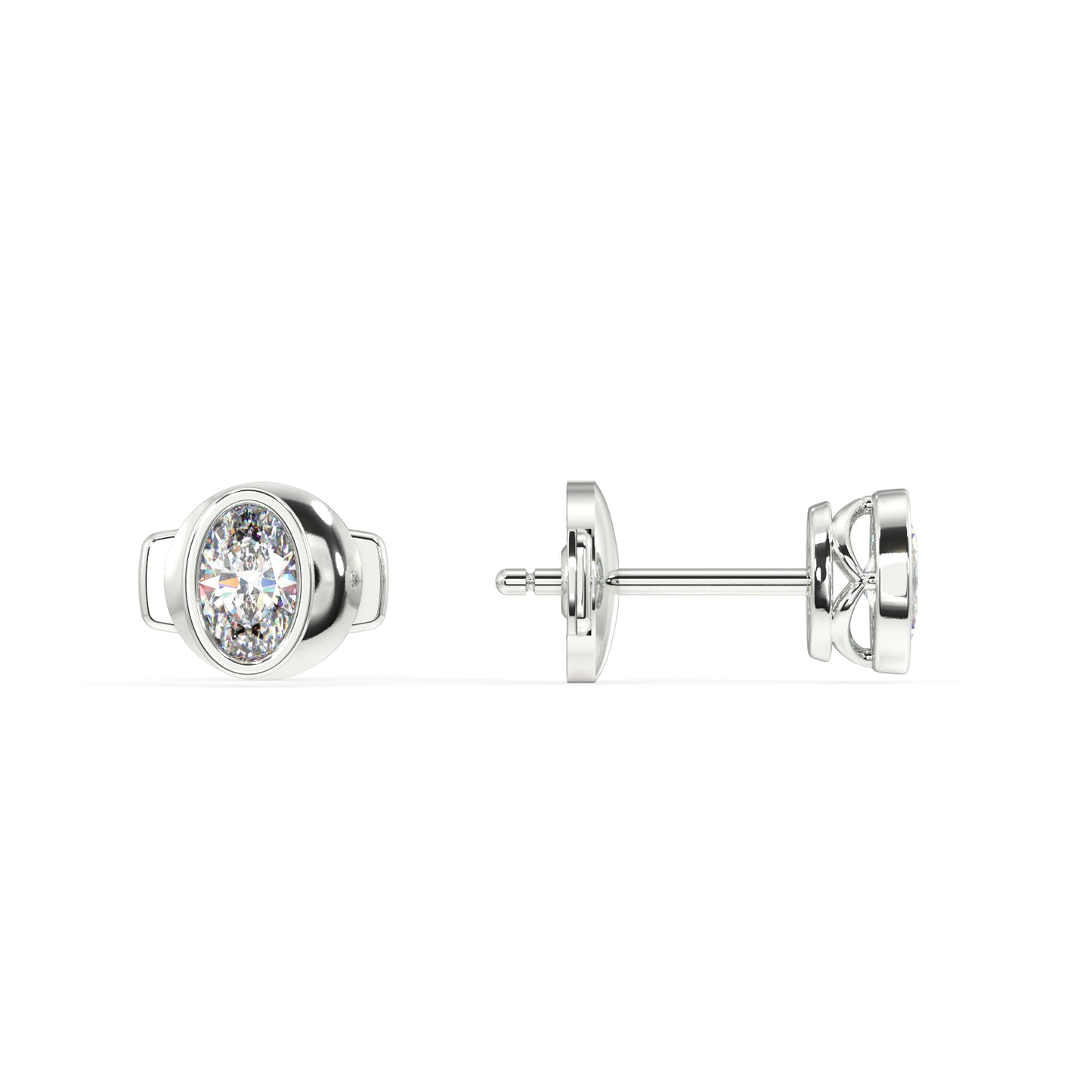 Classic Manhattan Oval Diamond Bezel Studs