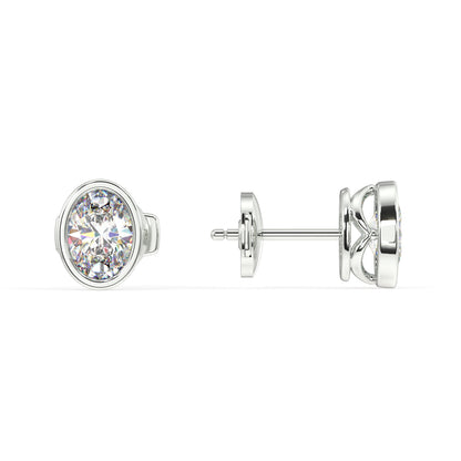 Classic Manhattan Oval Diamond Bezel Studs