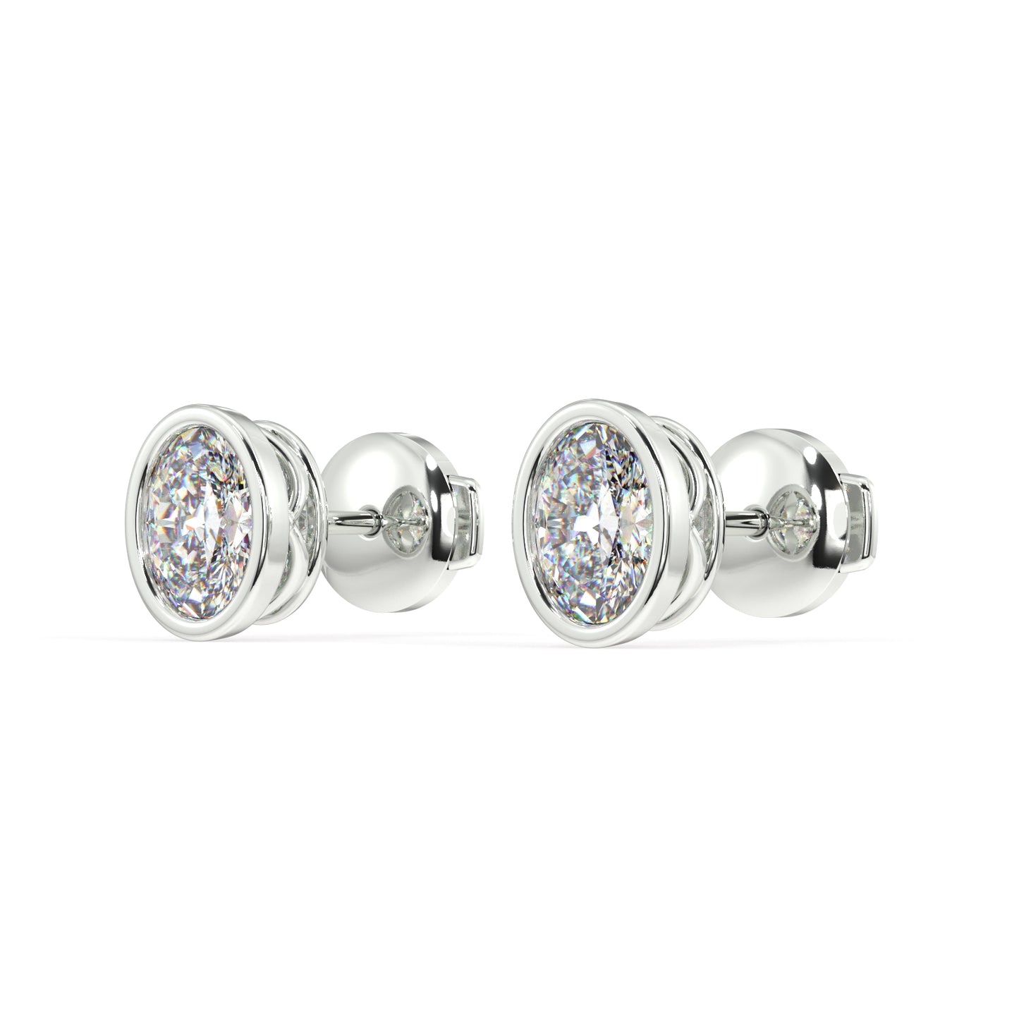 Classic Manhattan Oval Diamond Bezel Studs