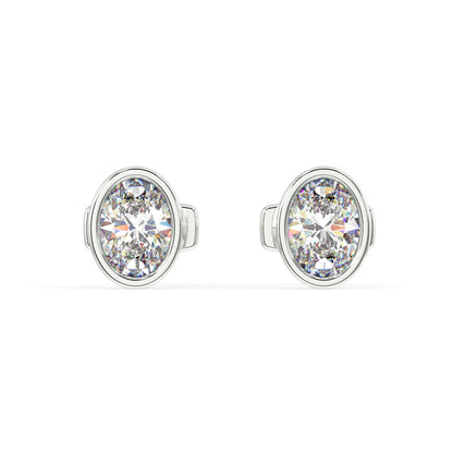 Classic Manhattan Oval Diamond Bezel Studs