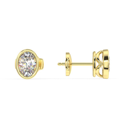 Classic Manhattan Oval Diamond Bezel Studs