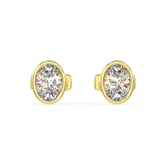 Classic Manhattan Oval Diamond Bezel Studs