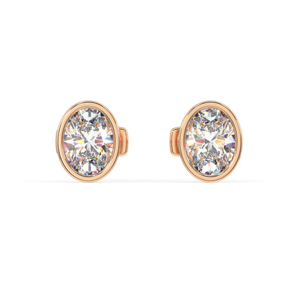 Classic Manhattan Oval Diamond Bezel Studs