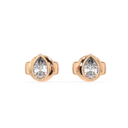 Classic Manhattan Pear Diamond Bezel Studs