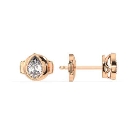 Classic Manhattan Pear Diamond Bezel Studs