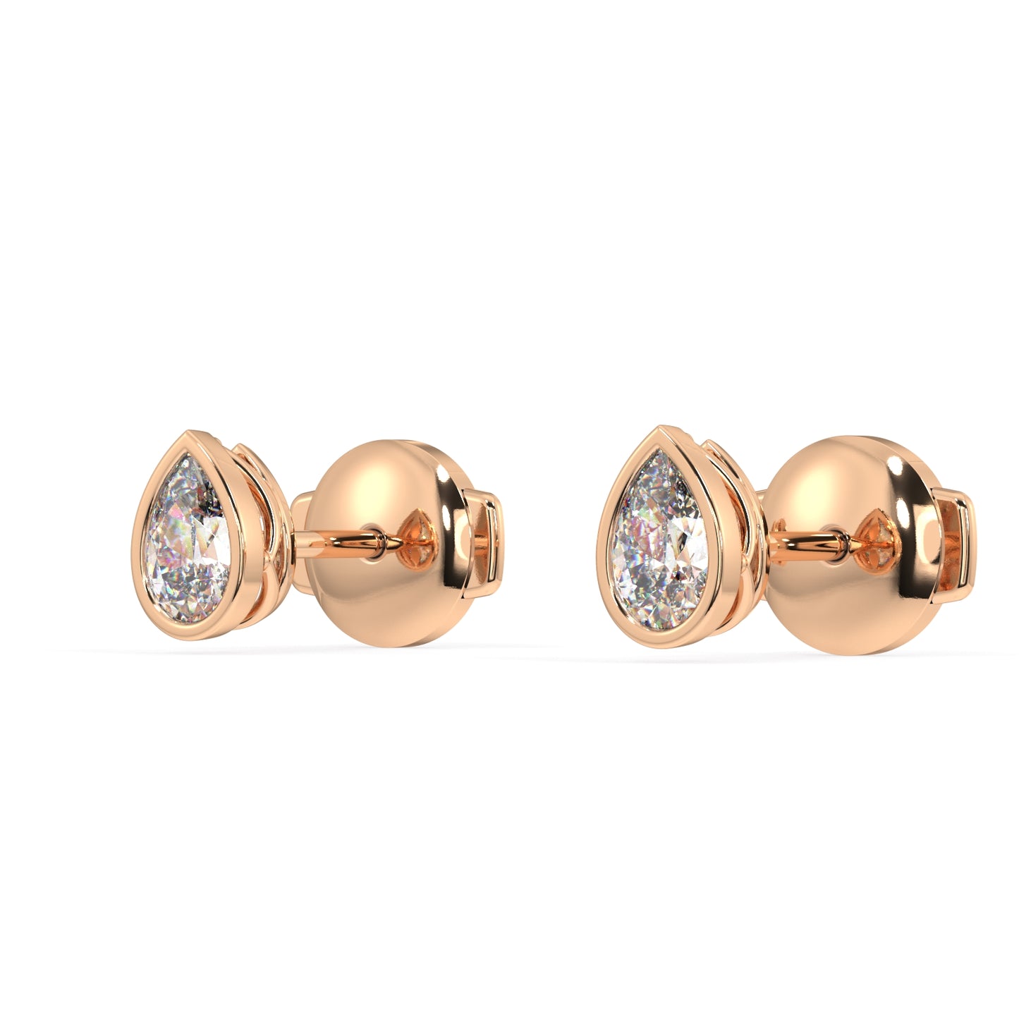 Classic Manhattan Pear Diamond Bezel Studs