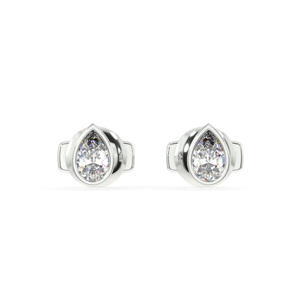 Classic Manhattan Pear Diamond Bezel Studs