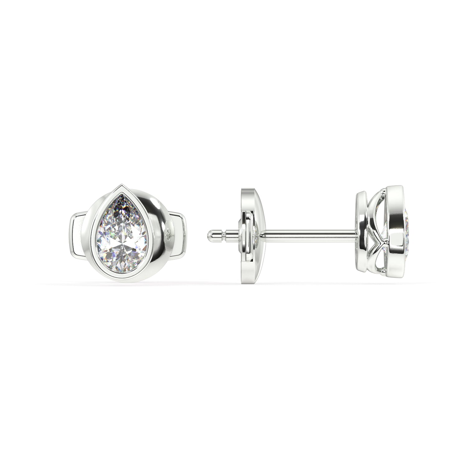 Classic Manhattan Pear Diamond Bezel Studs