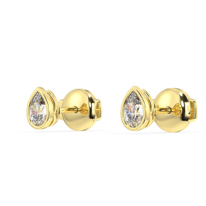 Classic Manhattan Pear Diamond Bezel Studs