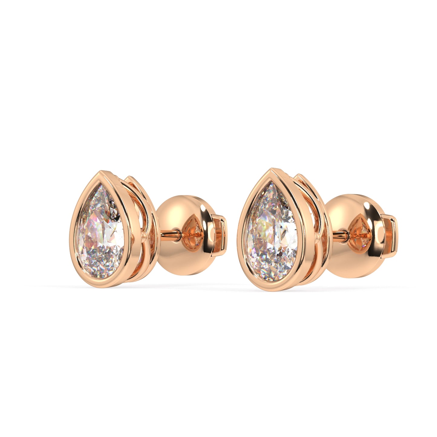 Classic Manhattan Pear Diamond Bezel Studs