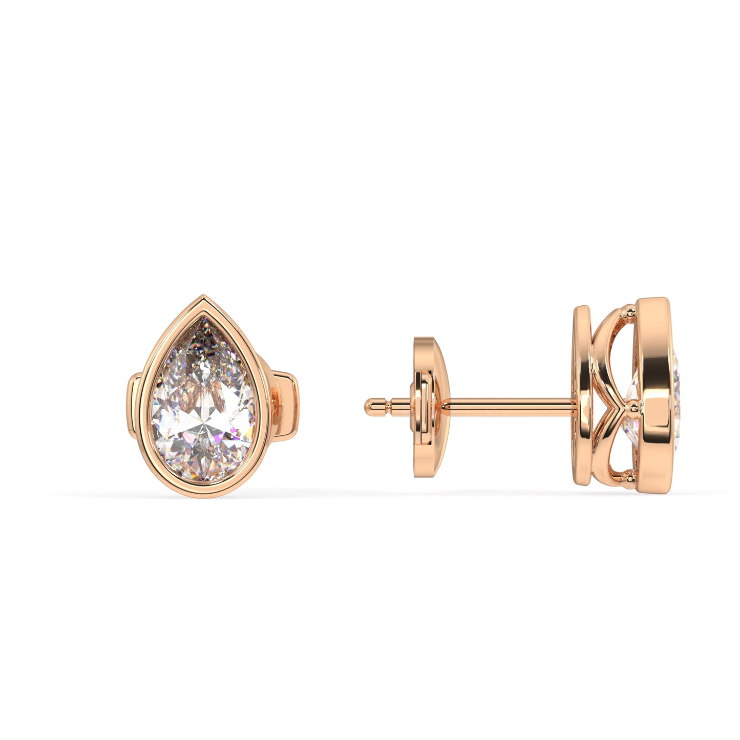 Classic Manhattan Pear Diamond Bezel Studs