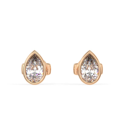 Classic Manhattan Pear Diamond Bezel Studs