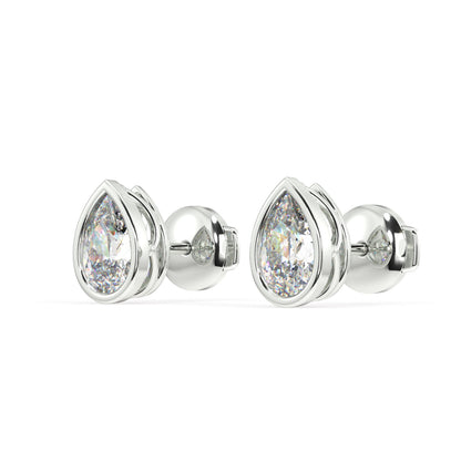 Classic Manhattan Pear Diamond Bezel Studs