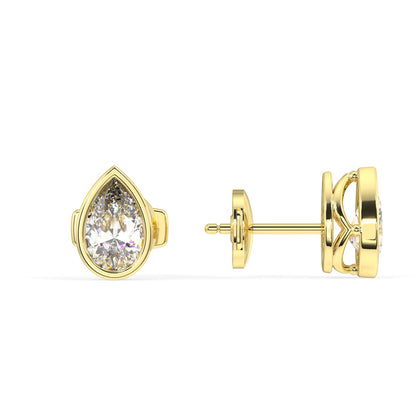 Classic Manhattan Pear Diamond Bezel Studs