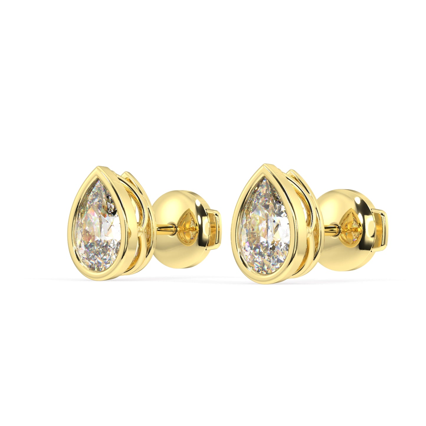 Classic Manhattan Pear Diamond Bezel Studs