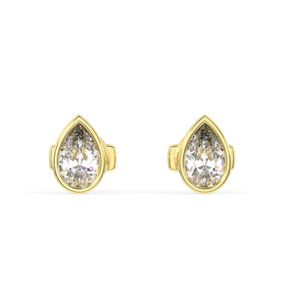 Classic Manhattan Pear Diamond Bezel Studs