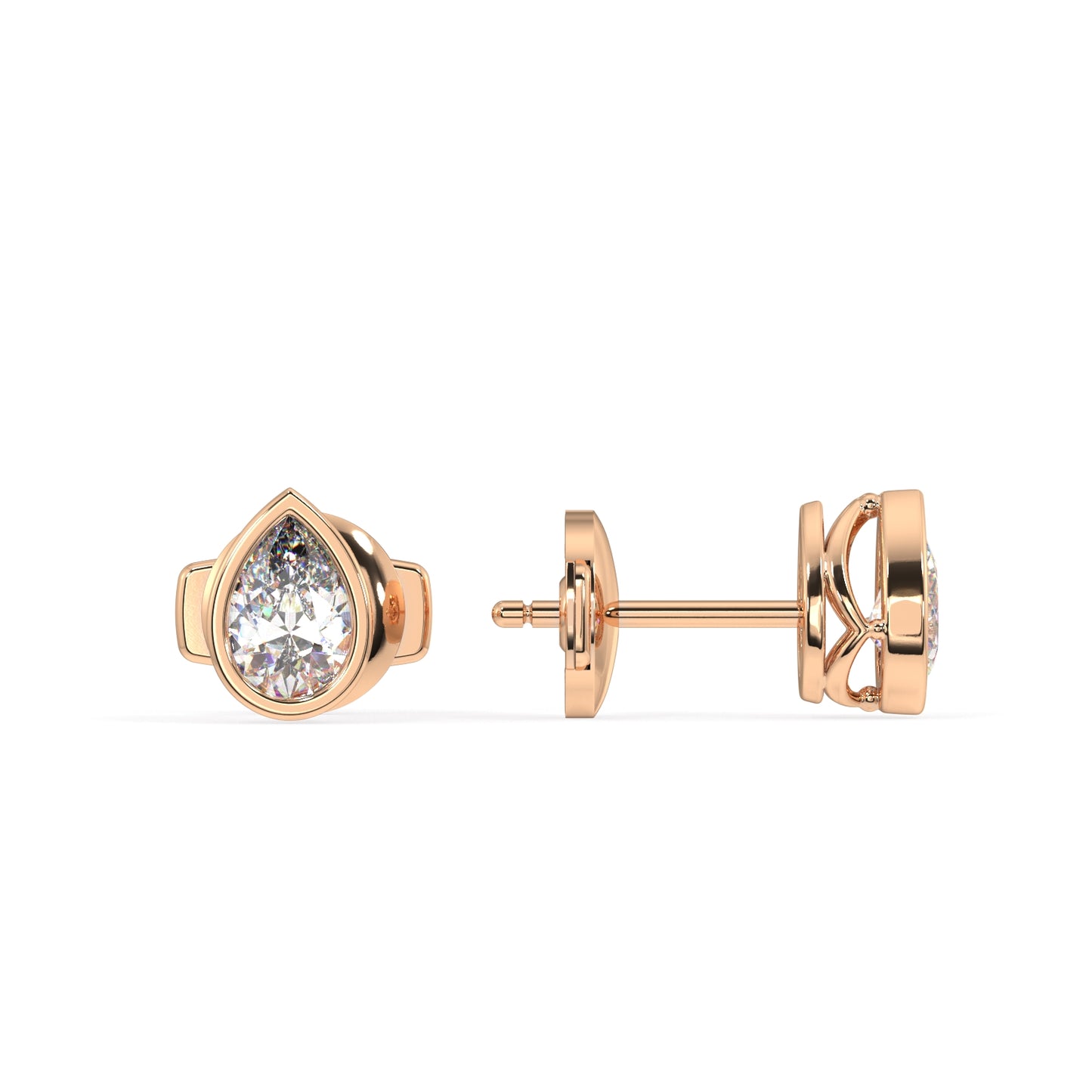 Classic Manhattan Pear Diamond Bezel Studs