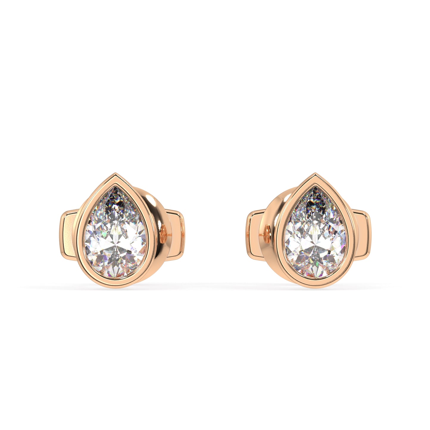 Classic Manhattan Pear Diamond Bezel Studs