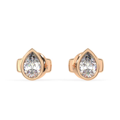 Classic Manhattan Pear Diamond Bezel Studs