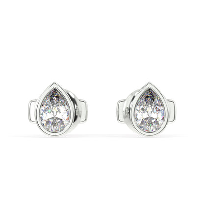 Classic Manhattan Pear Diamond Bezel Studs