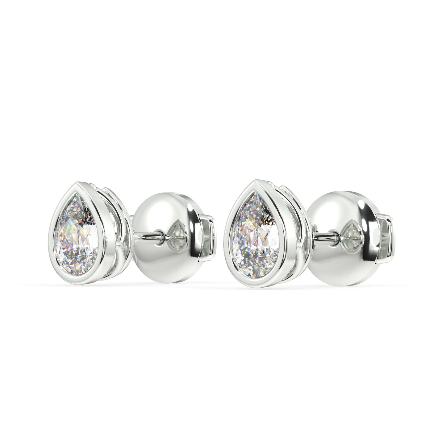 Classic Manhattan Pear Diamond Bezel Studs