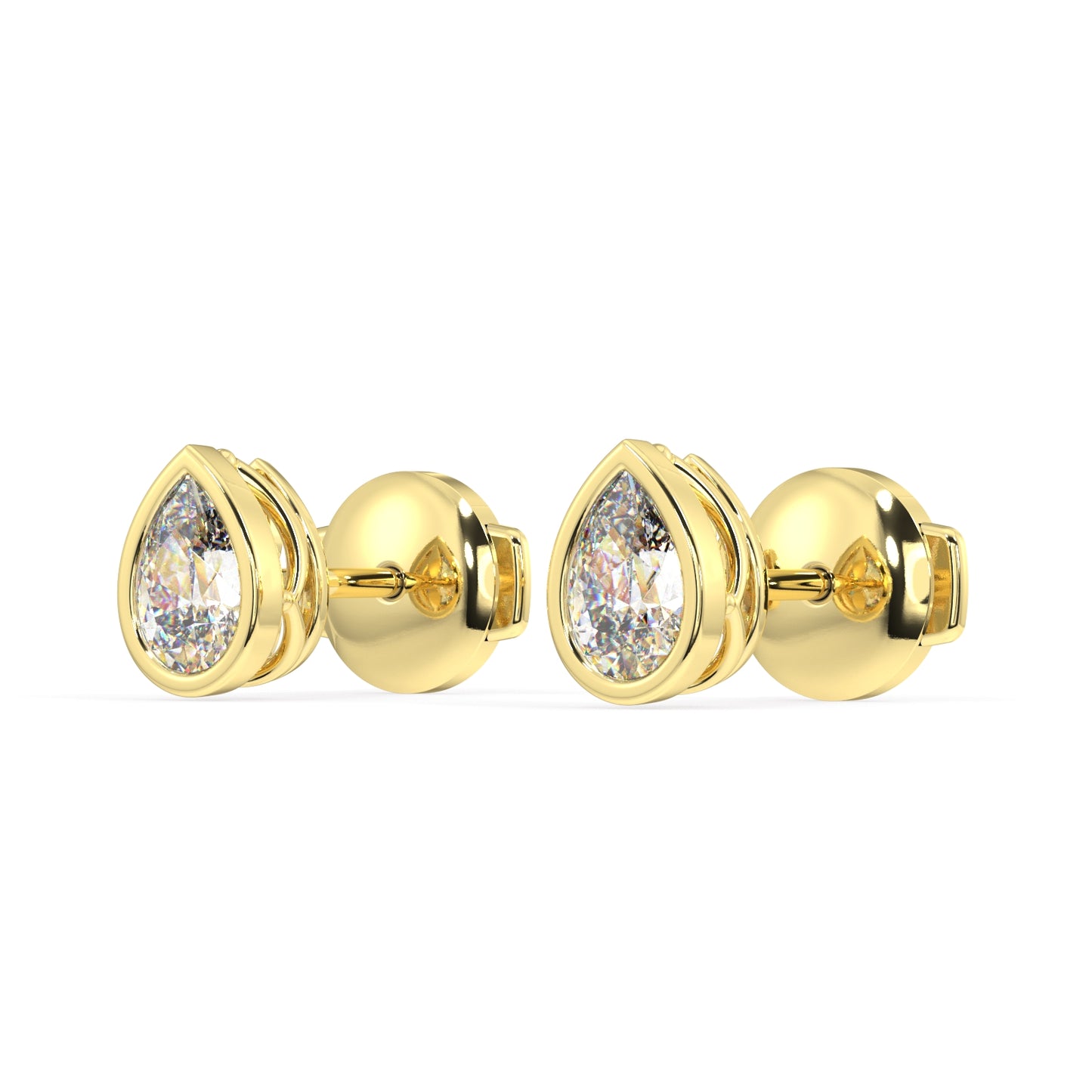 Classic Manhattan Pear Diamond Bezel Studs