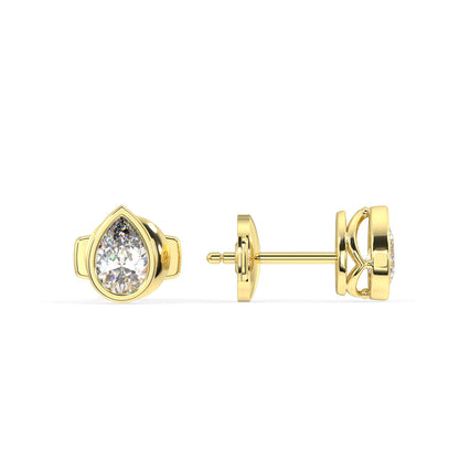 Classic Manhattan Pear Diamond Bezel Studs