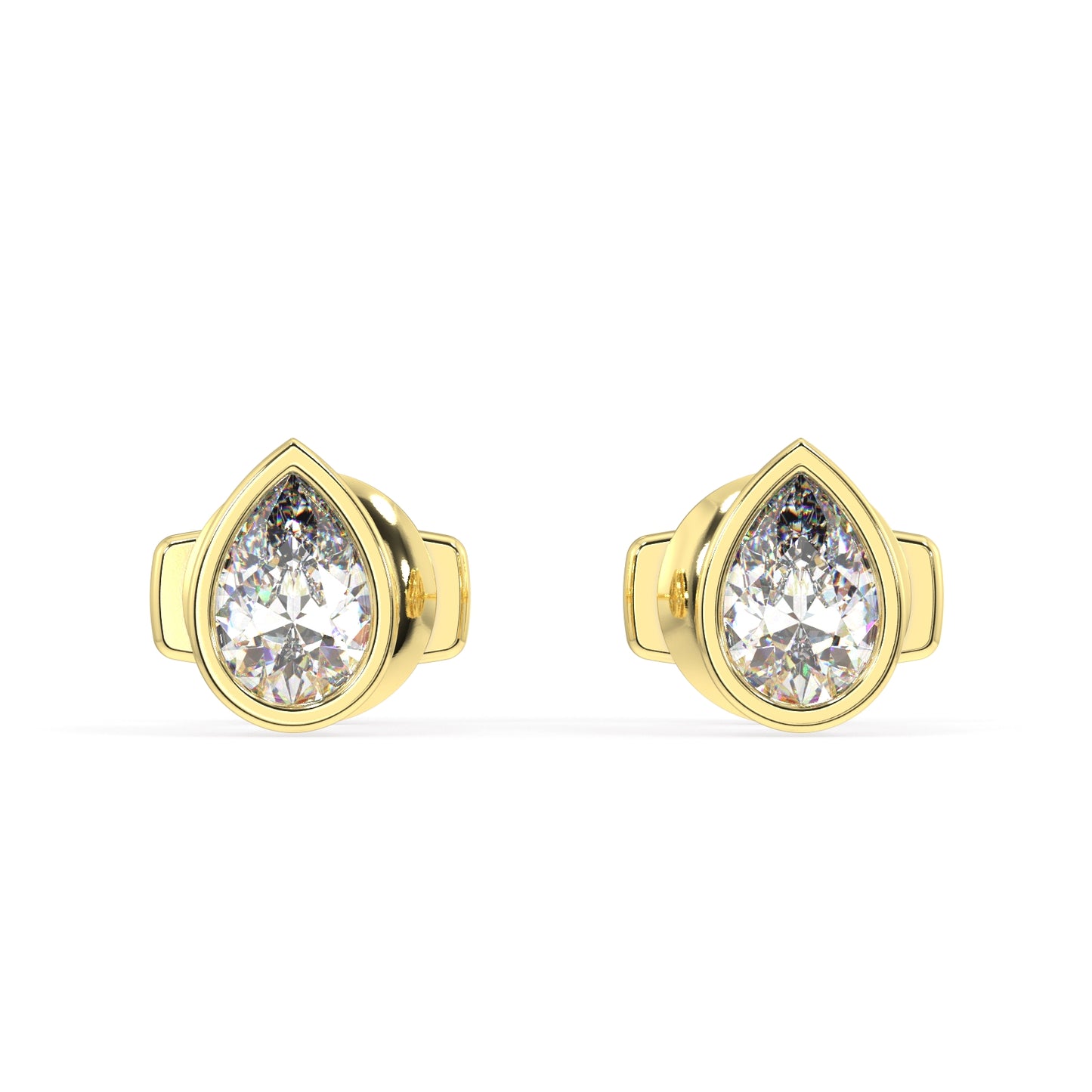 Classic Manhattan Pear Diamond Bezel Studs