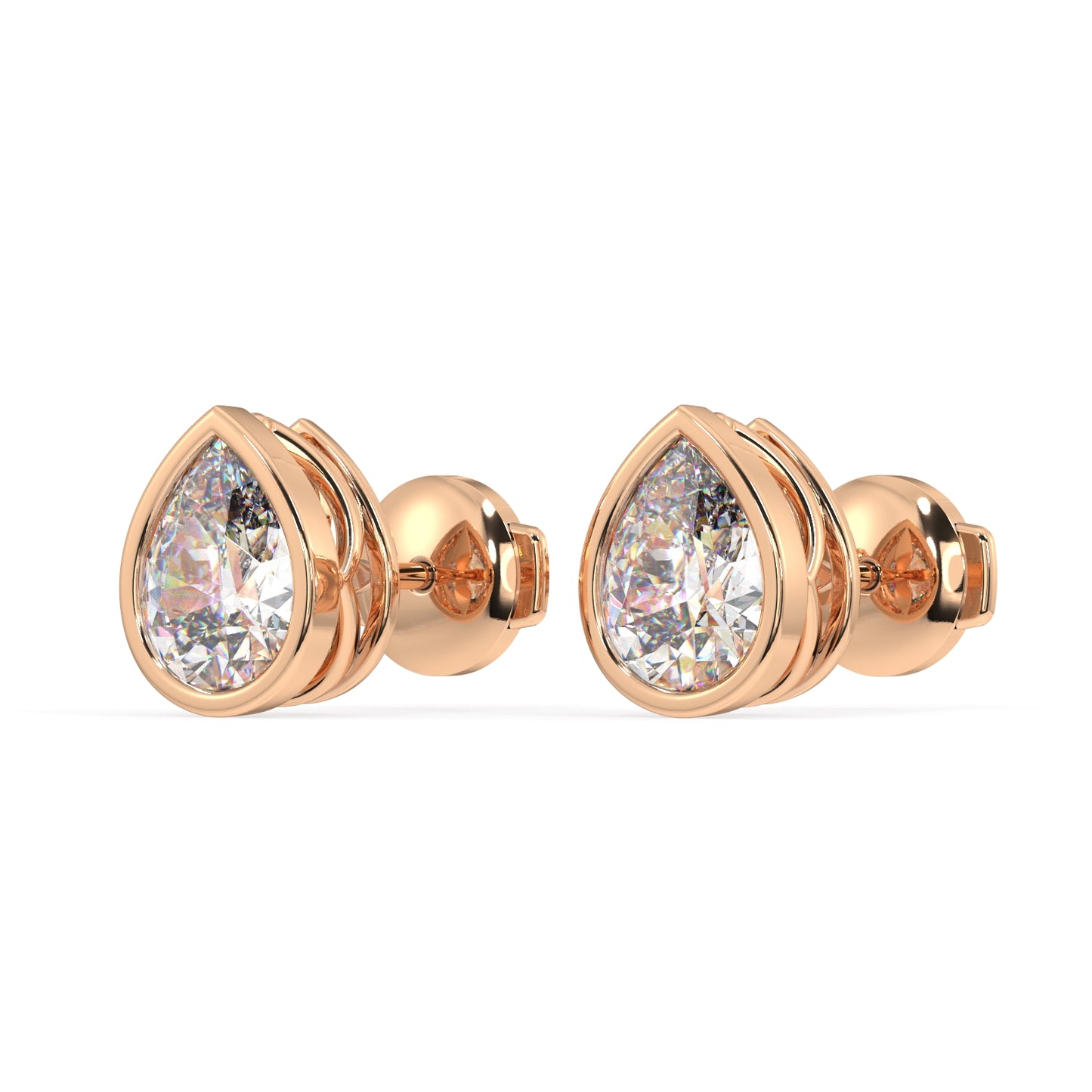 Classic Manhattan Pear Diamond Bezel Studs