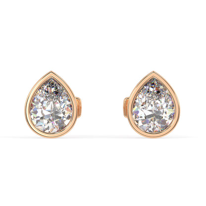 Classic Manhattan Pear Diamond Bezel Studs