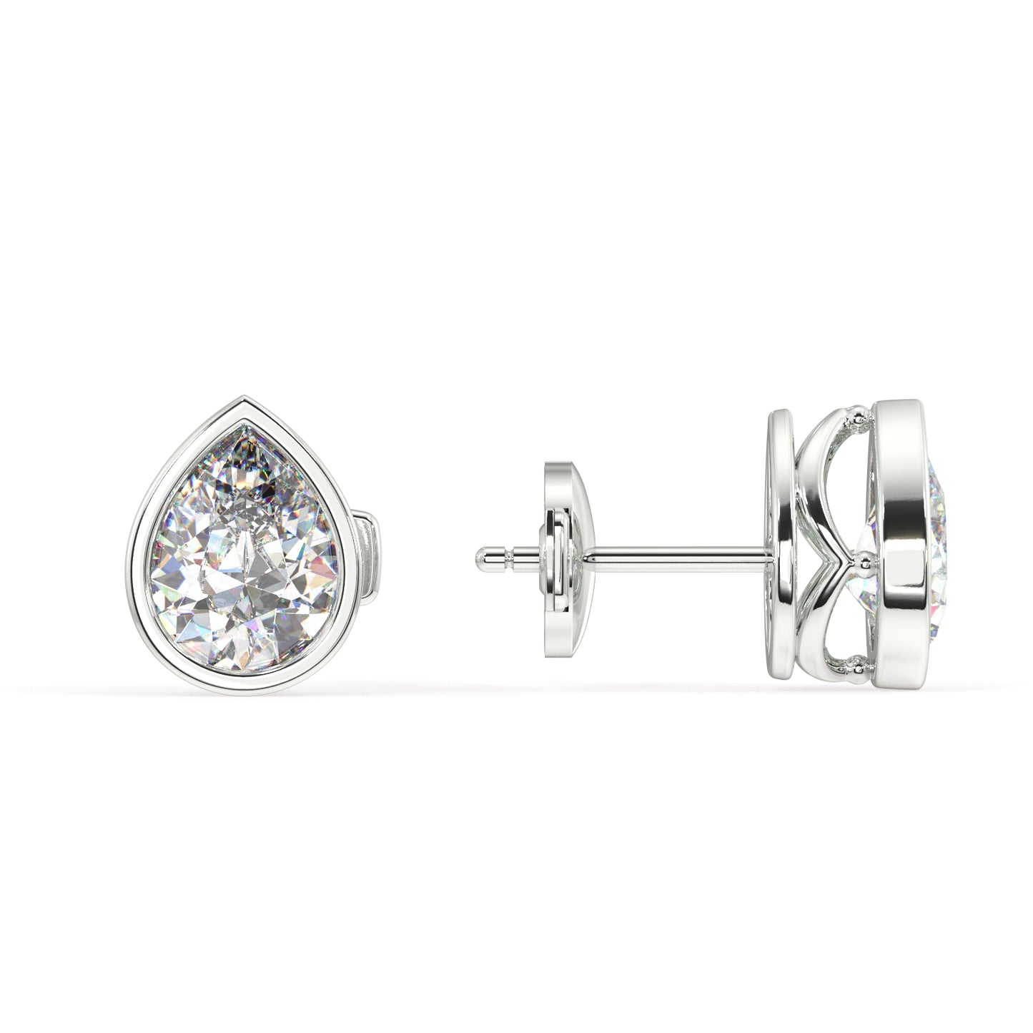 Classic Manhattan Pear Diamond Bezel Studs