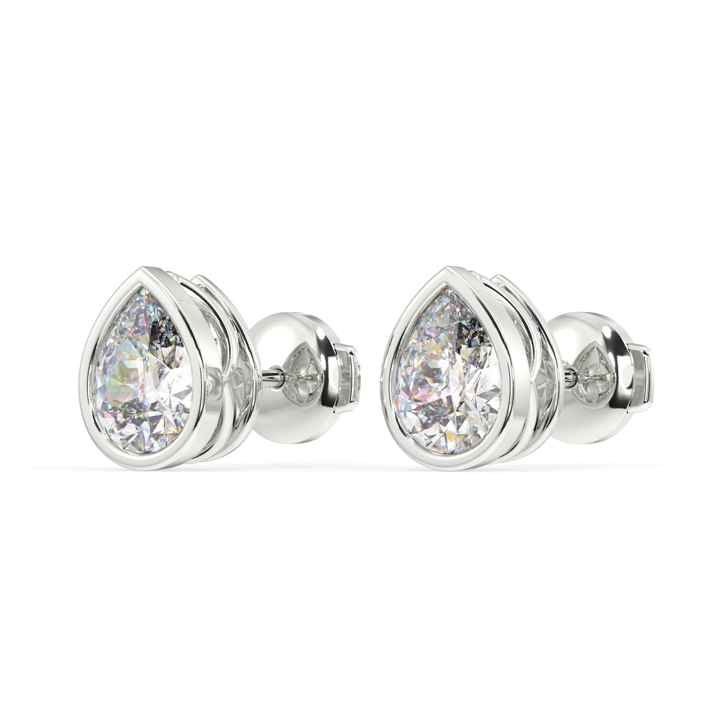 Classic Manhattan Pear Diamond Bezel Studs