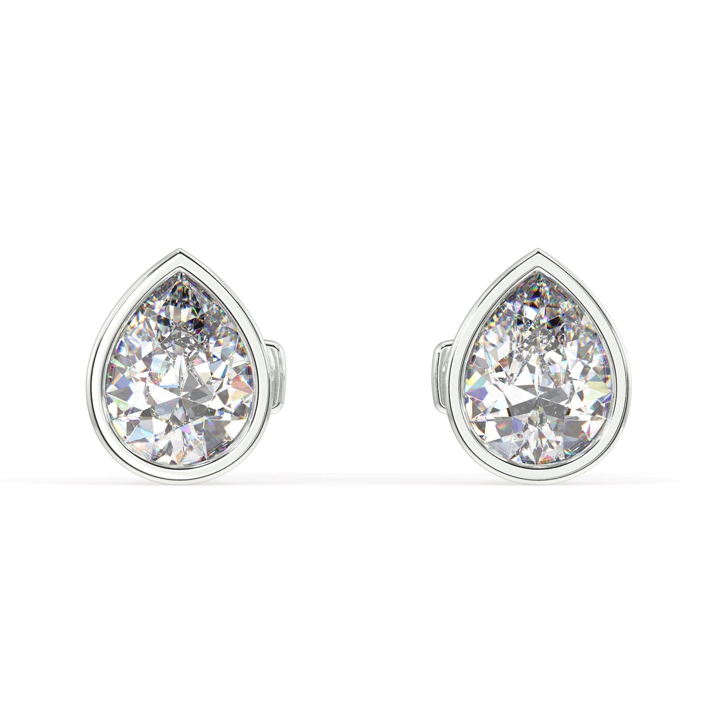 Classic Manhattan Pear Diamond Bezel Studs