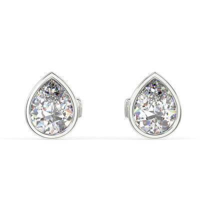 Classic Manhattan Pear Diamond Bezel Studs