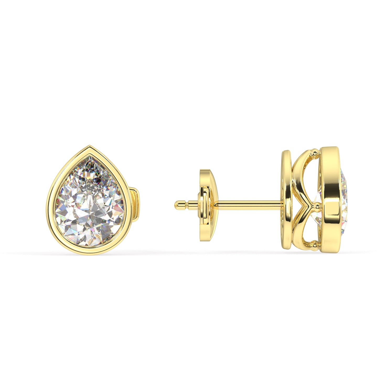 Classic Manhattan Pear Diamond Bezel Studs