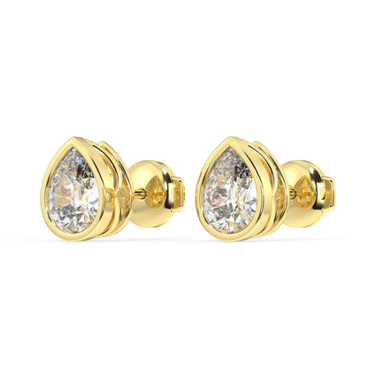 Classic Manhattan Pear Diamond Bezel Studs