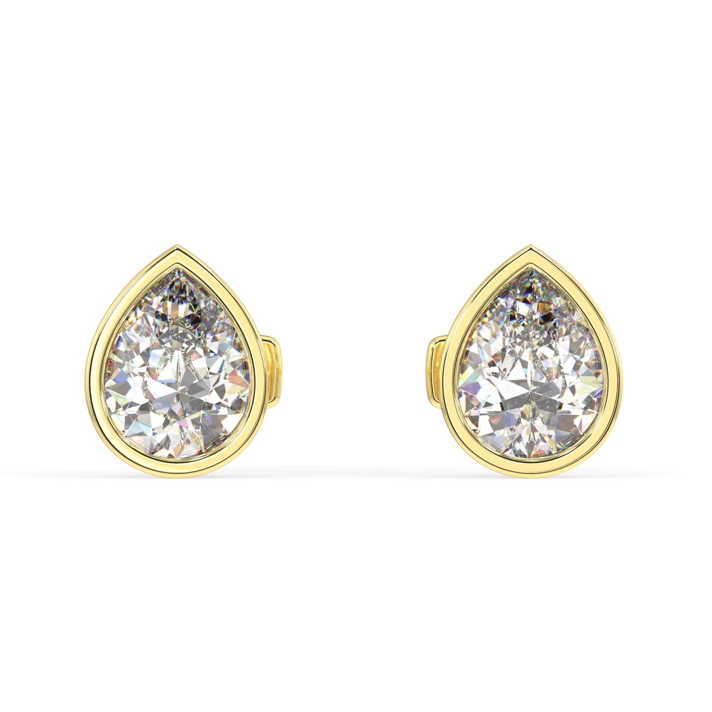 Classic Manhattan Pear Diamond Bezel Studs