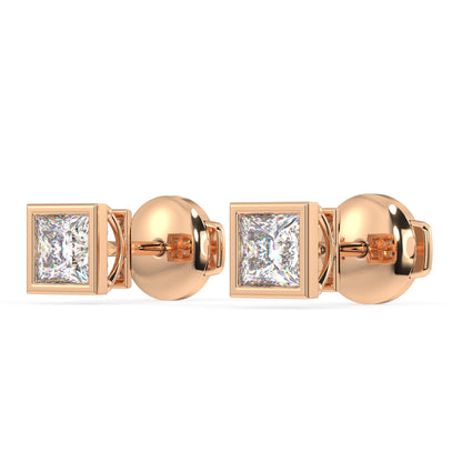 Classic Manhattan Princess Diamond Bezel Studs