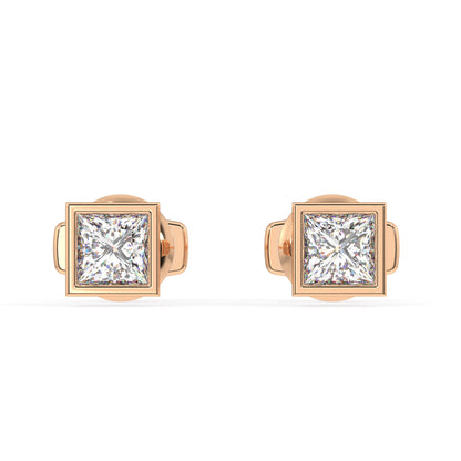 Classic Manhattan Princess Diamond Bezel Studs